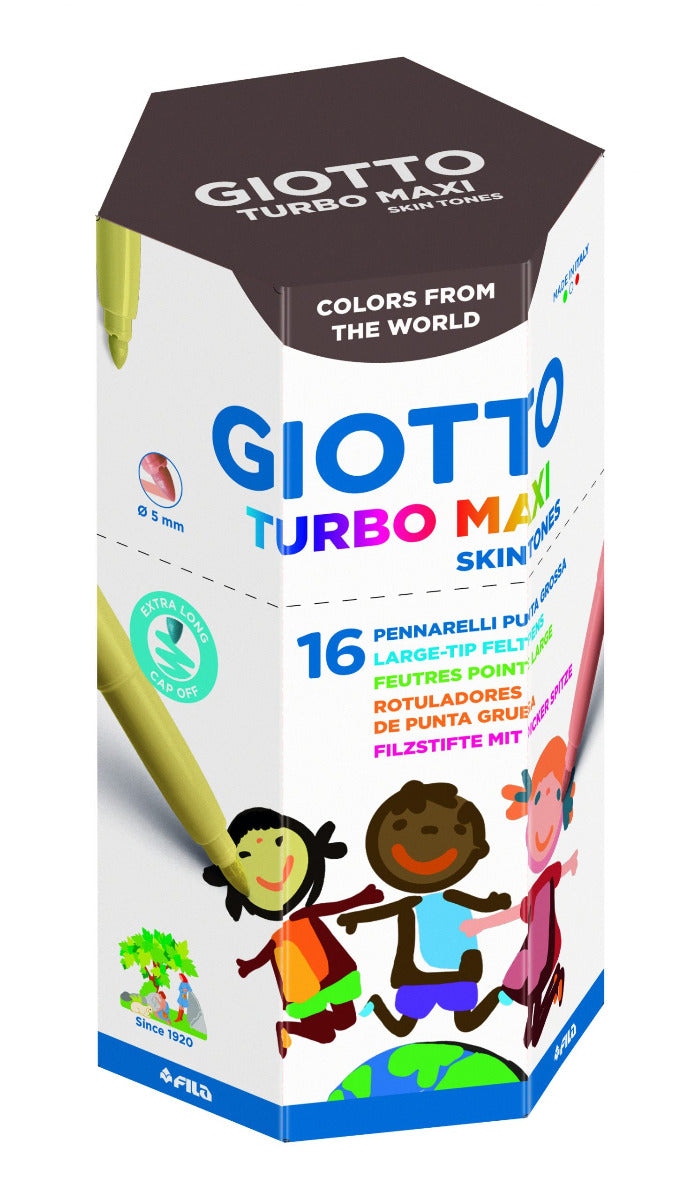 Buy Giotto Turbo Maxi Felt Tip Marker Jumbo Skin Tones Pot 16pcs | Yallatoys.com