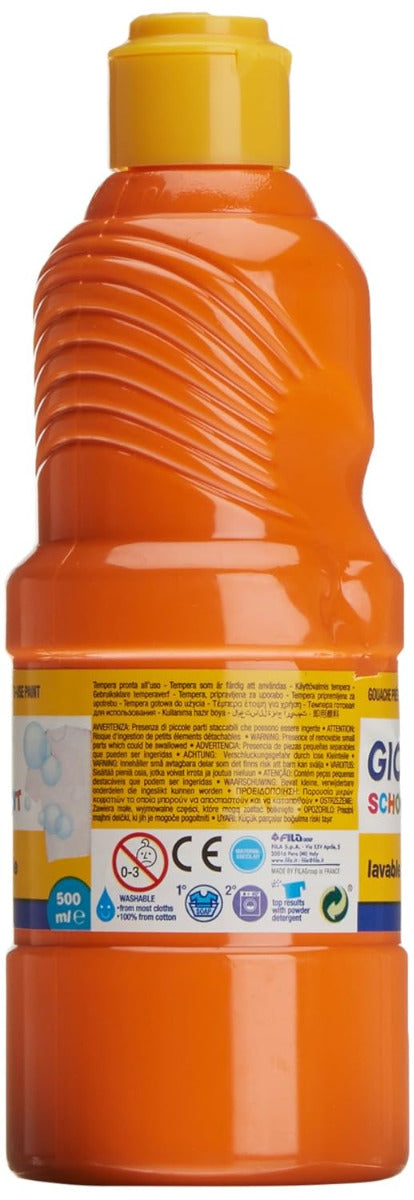 Buy Giotto Tempera School Paint Washable Orange 500ml | Yallatoys.com