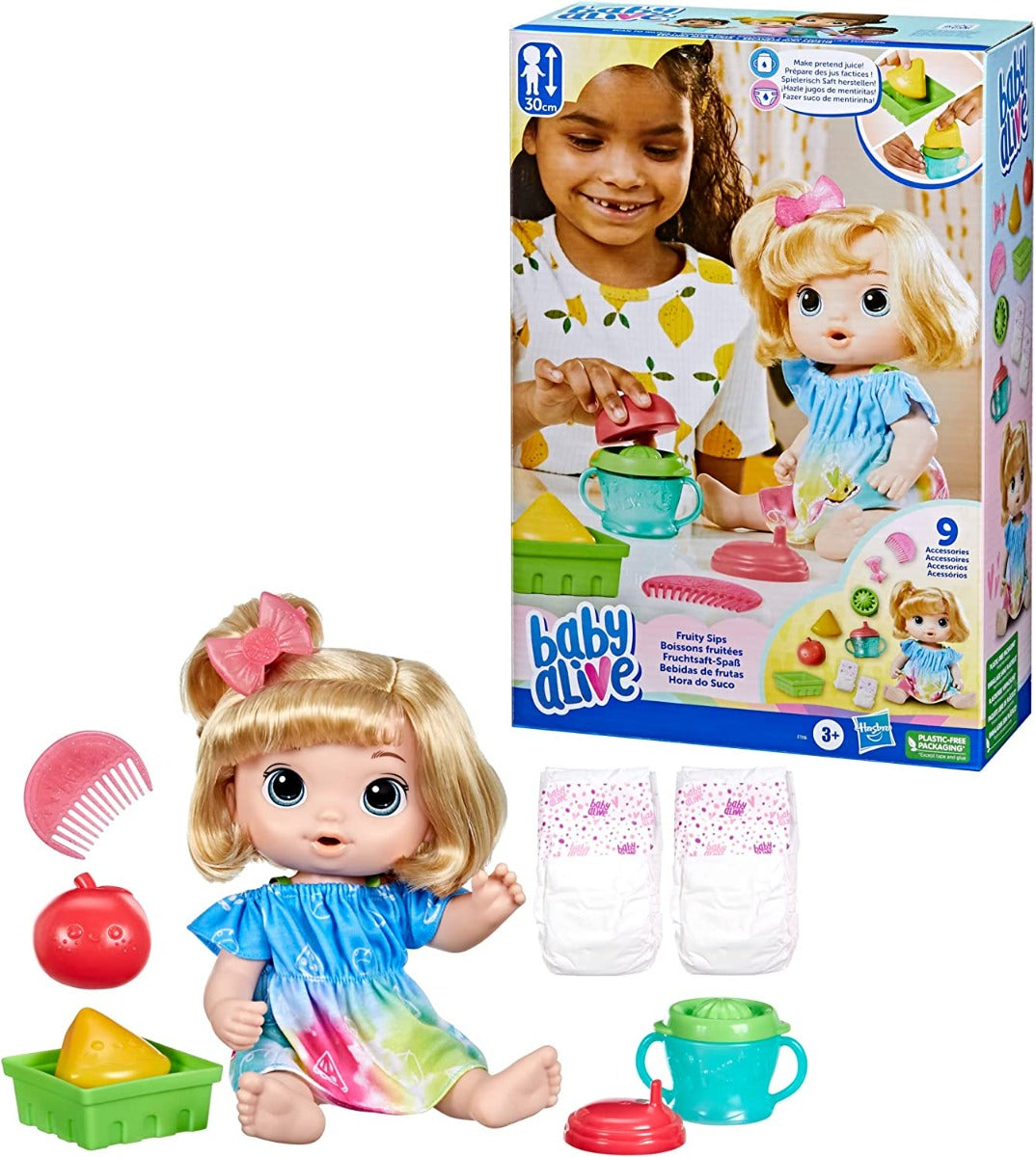 Buy Baby Alive Fruity Sips Doll Apple Pretend Juicer Baby Doll Set | Yallatoys.com