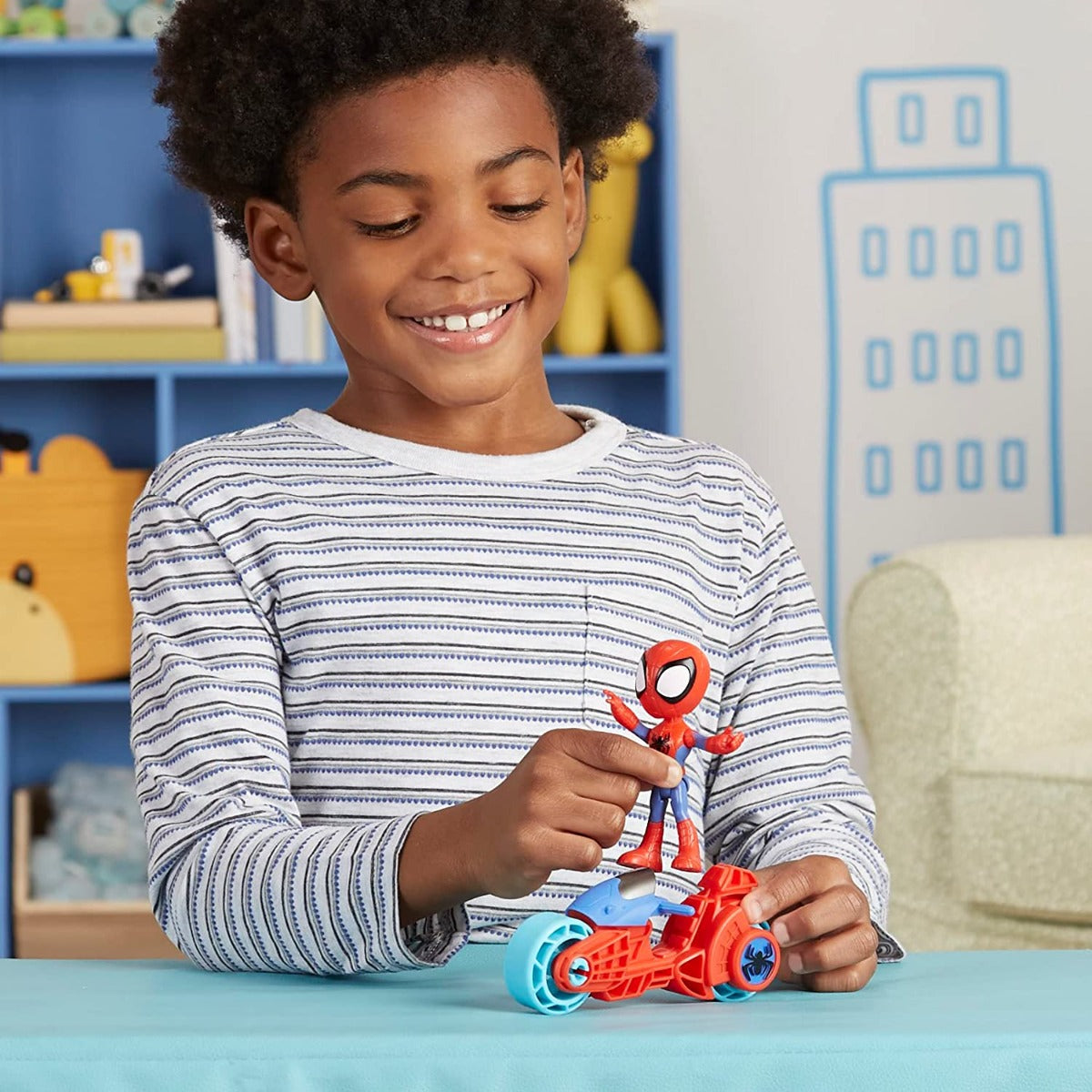 Buy Spidey and His Amazing Friends Spidey Action Figure with Toy Motorcycle | Yallatoys.com