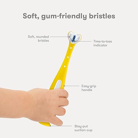 Frida Baby Triple Angle Tooth hugger Training Toothbrush For Toddler Yellow Frida Baby Yallatoys