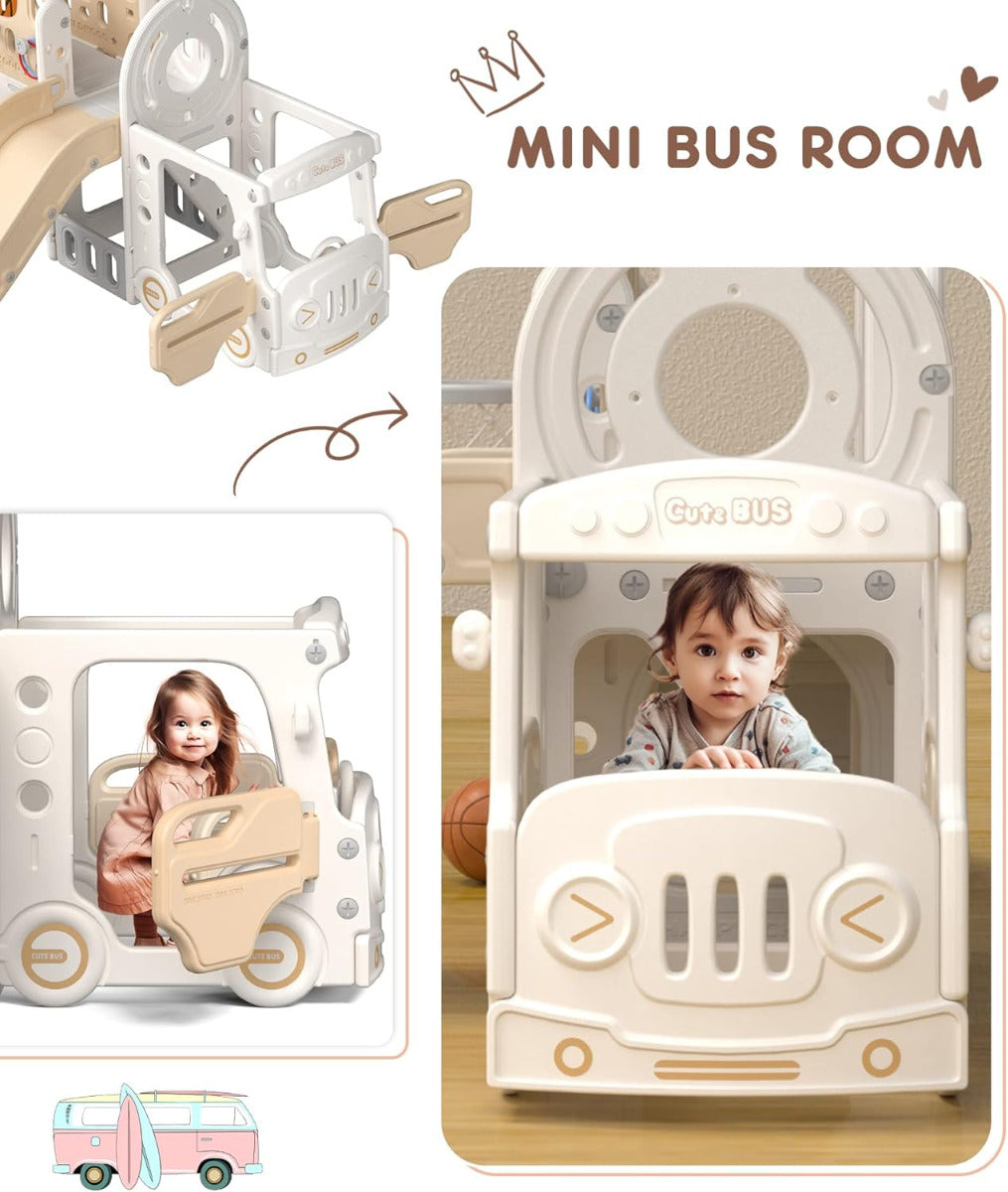 Buy Little Angel Slide 10 In 1 Playset with Basketball Hoop Beige Coffee | Yallatoys.com