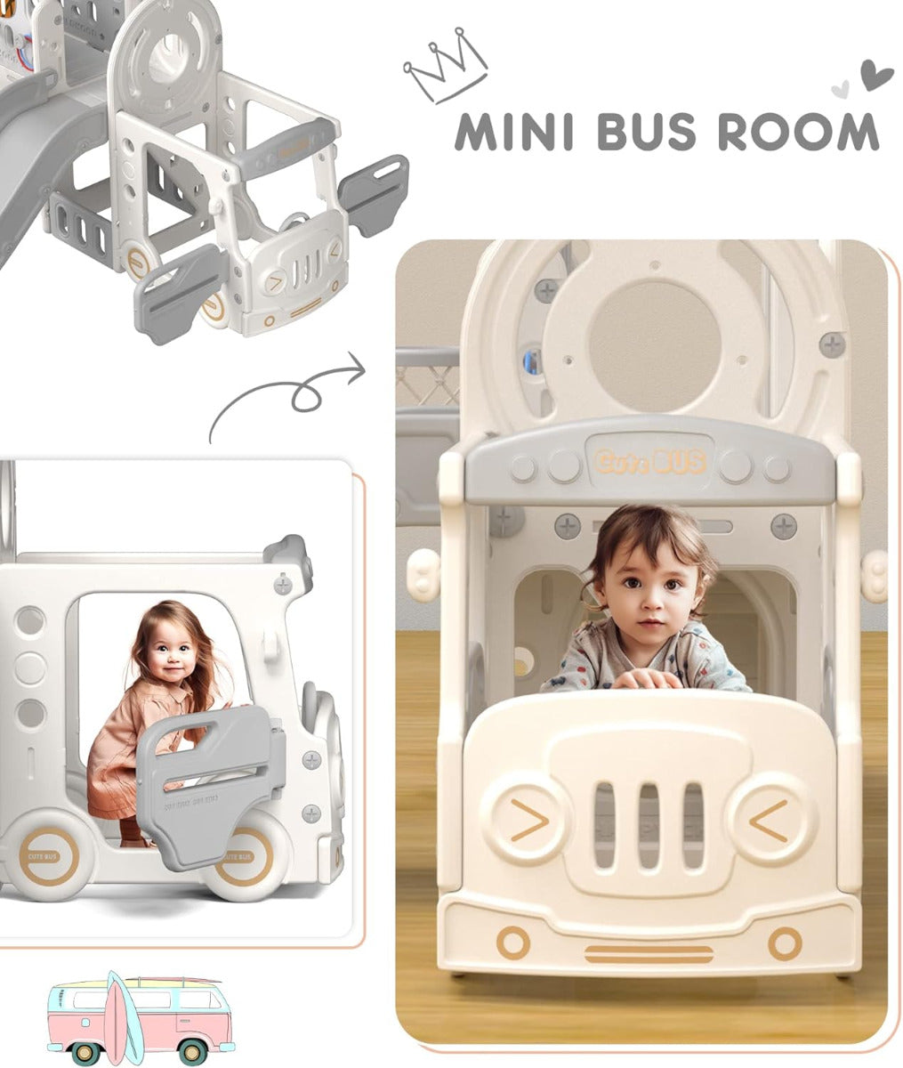 Buy Little Angel Slide 10 In 1 Playset with Basketball Hoop Beige Grey | Yallatoys.com