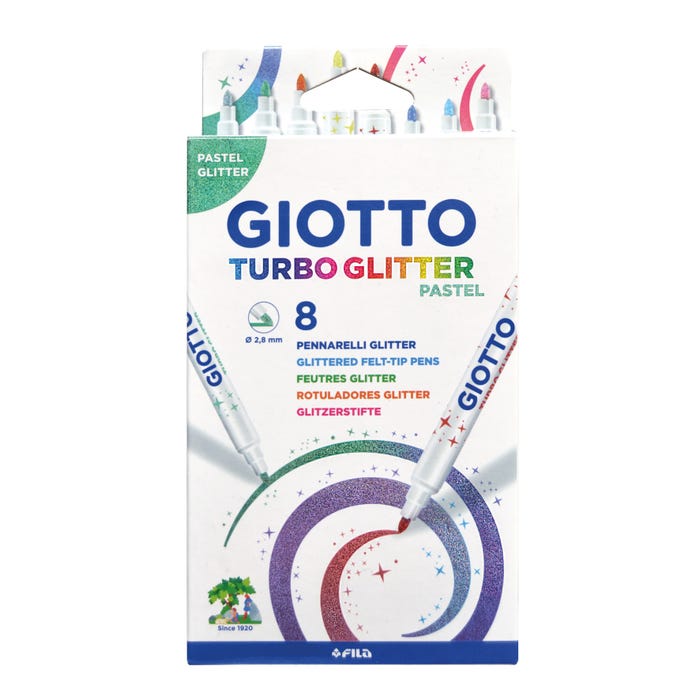 Buy Giotto Turbo Glitter Felt Tip Marker Glitter Pastel Set Of 8pcs | Yallatoys.com