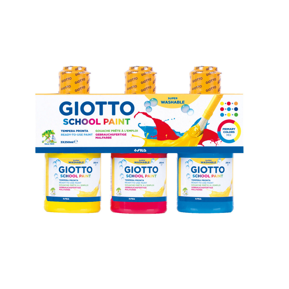 Buy Giotto Tempera School Paint Washable 250ml 3pcs | Yallatoys.com