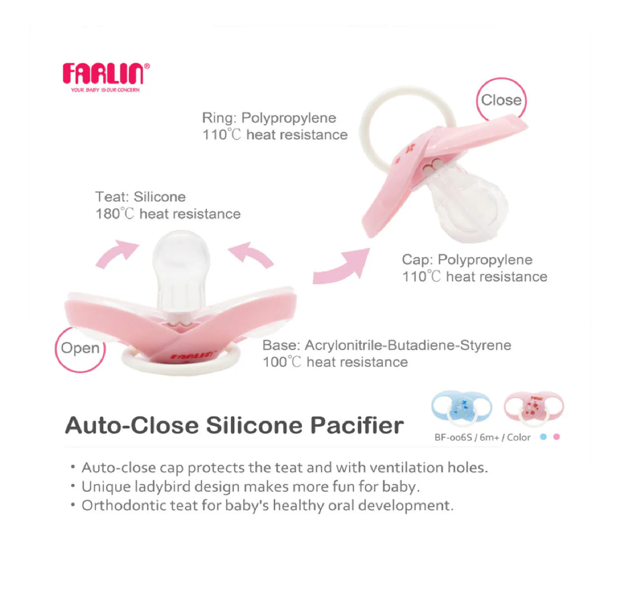 Farlin  Auto-Close Pacifier +6M Farlin Yallatoys