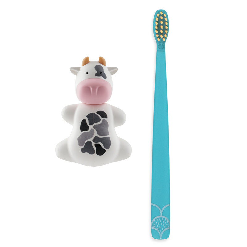 Flipper Fun Animal Cow Toothbrush Cover and Toothbrush Combo Pack Flipper Yallatoys