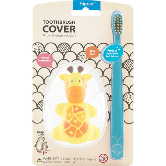 Flipper Fun Animal Giraffe Toothbrush Cover and Toothbrush Combo Pack Flipper Yallatoys