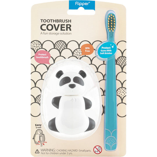Flipper Fun Animal Panda Toothbrush Cover and Toothbrush Combo Pack Flipper Yallatoys
