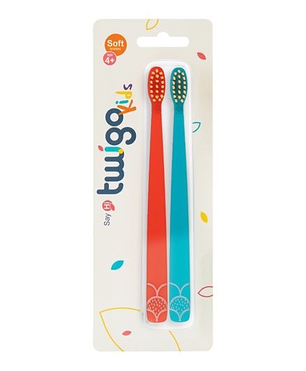 Flipper 2 Piece Twigo Toothbrush for Kids Orange and Blue Flipper Yallatoys