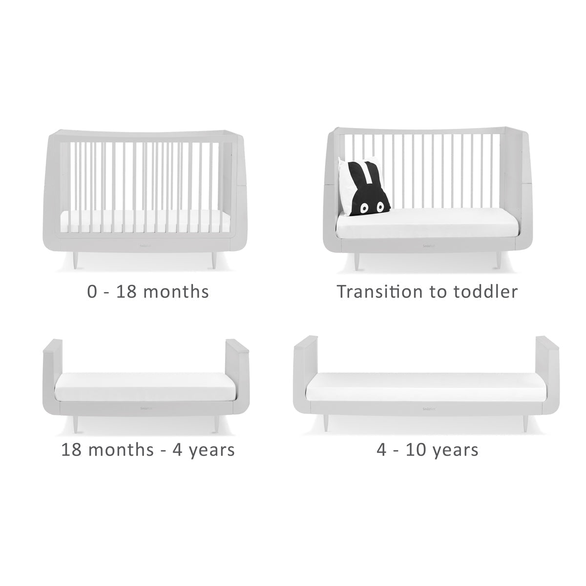 Snuz Kot Skandi Cot Bed Haze Grey Grey Snuz Yallatoys