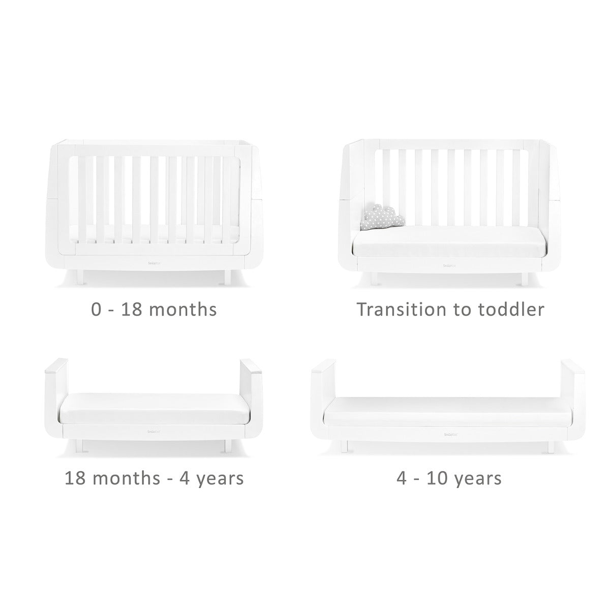 Snuz - SnuzKot Mode Cot Bed â€“ White Snuz Yallatoys