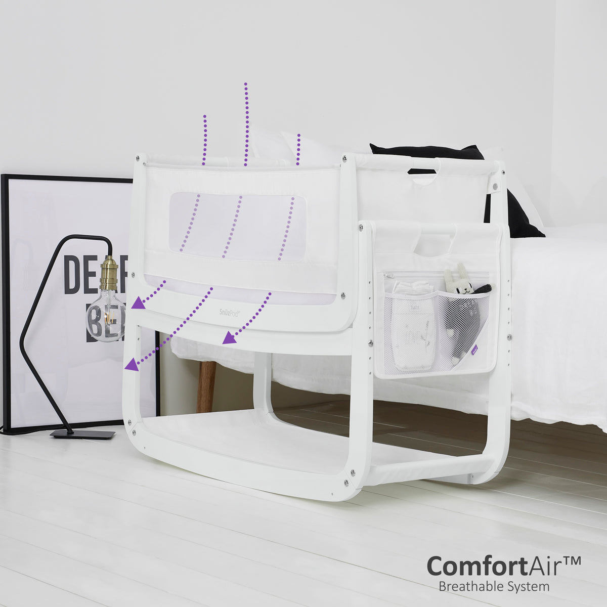 Snuz  Pod4 Bedside Crib White Snuz Yallatoys