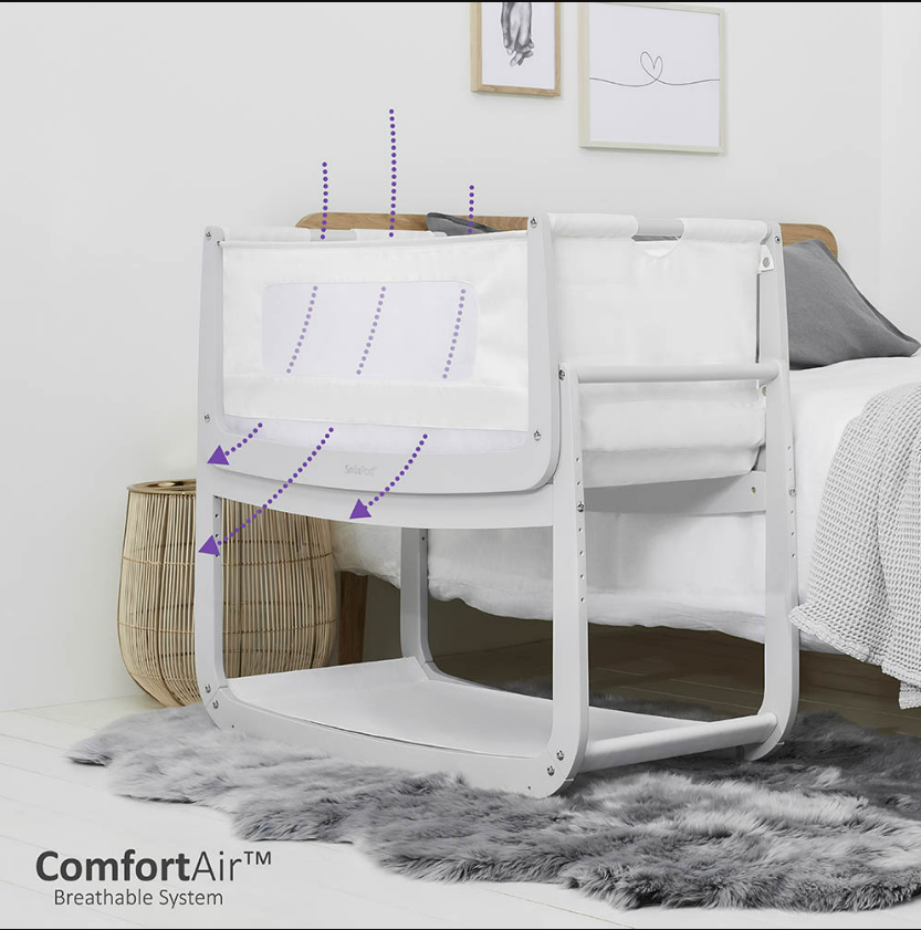 Snuz  Pod4 Bedside Crib Haze Grey Snuz Yallatoys