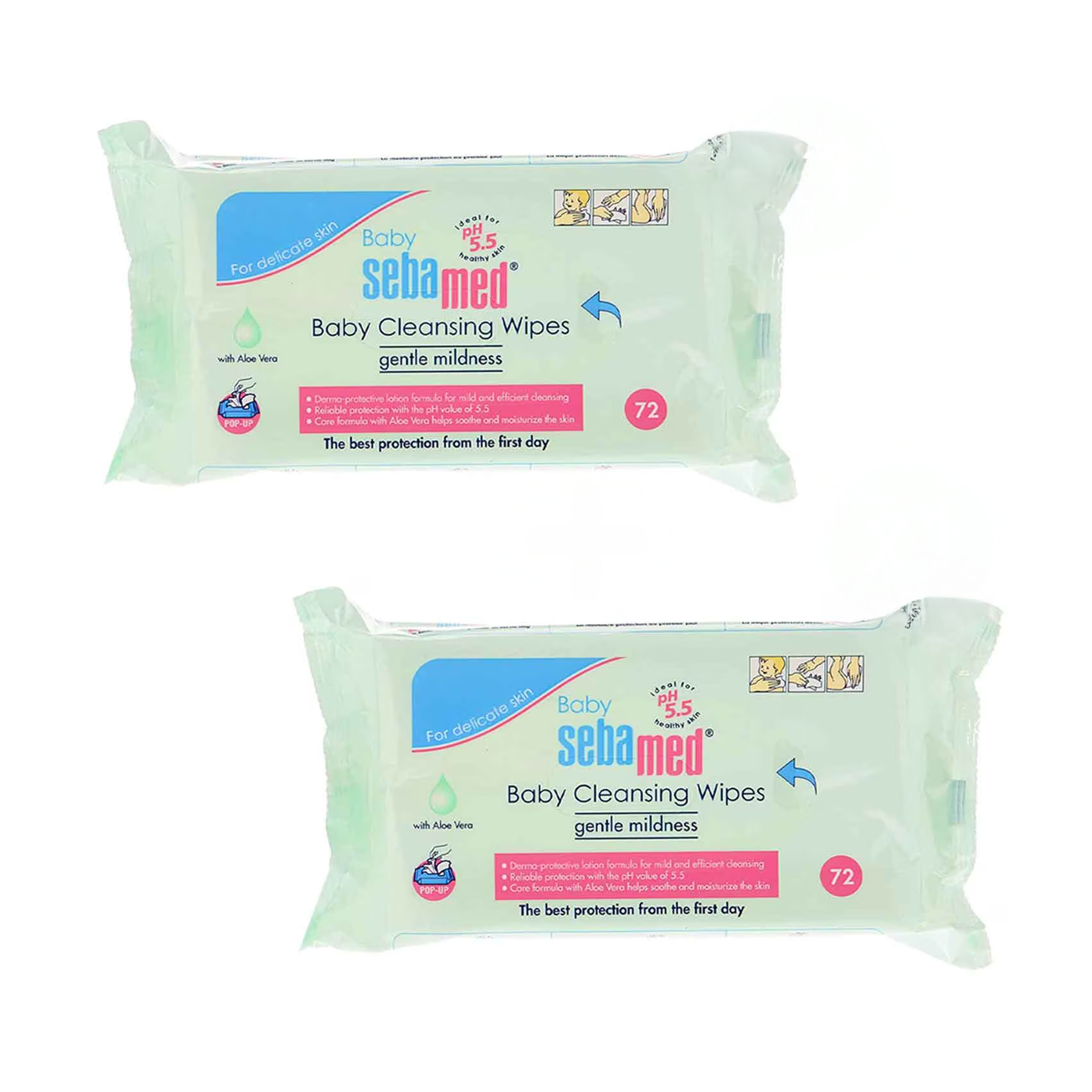 Sebamed Baby Cleansing Wipes With Aloe Vera 72pcs 1+1 Sebamed Yallatoys