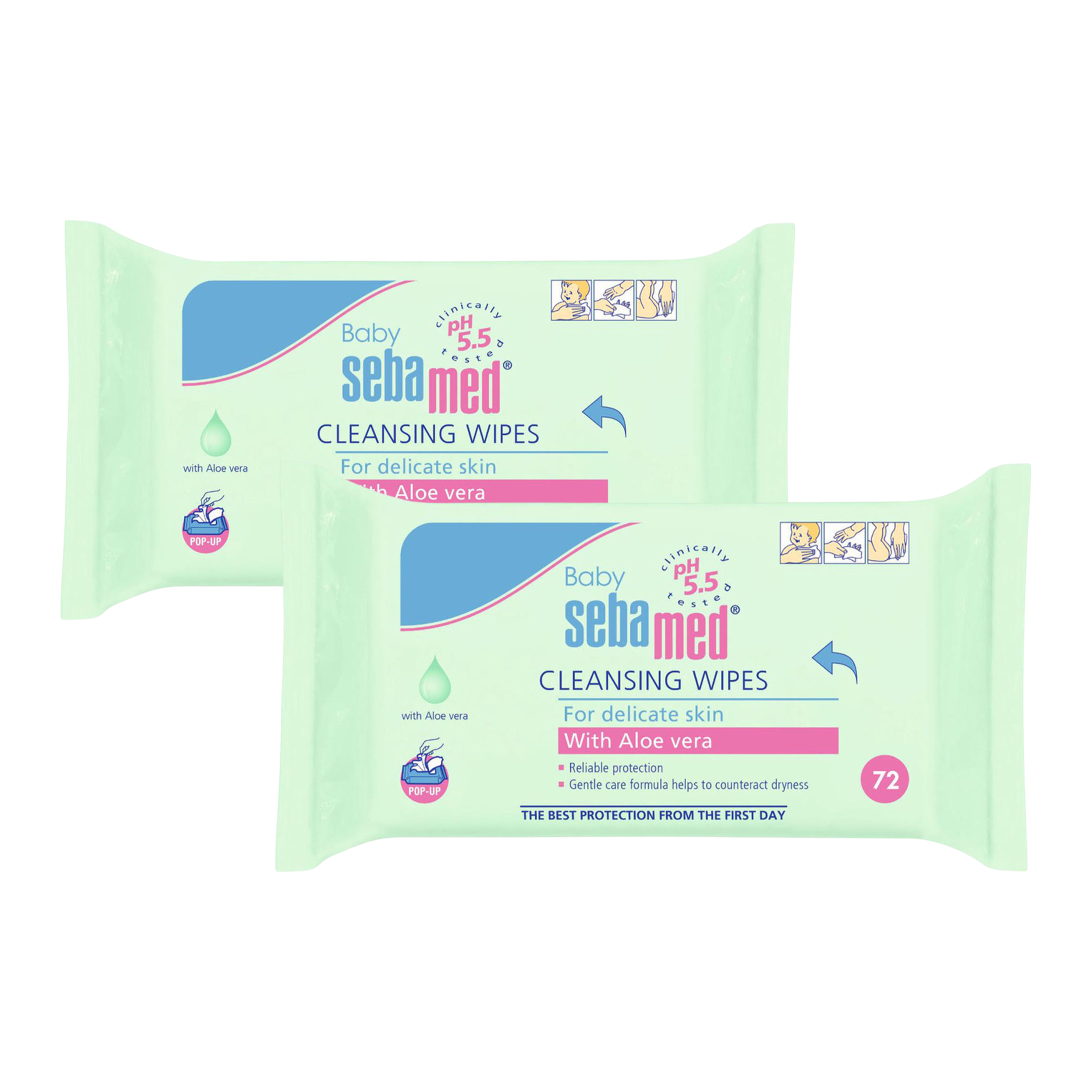 Sebamed Baby Cleansing Wipes With Aloe Vera 72pcs 1+1 Sebamed Yallatoys
