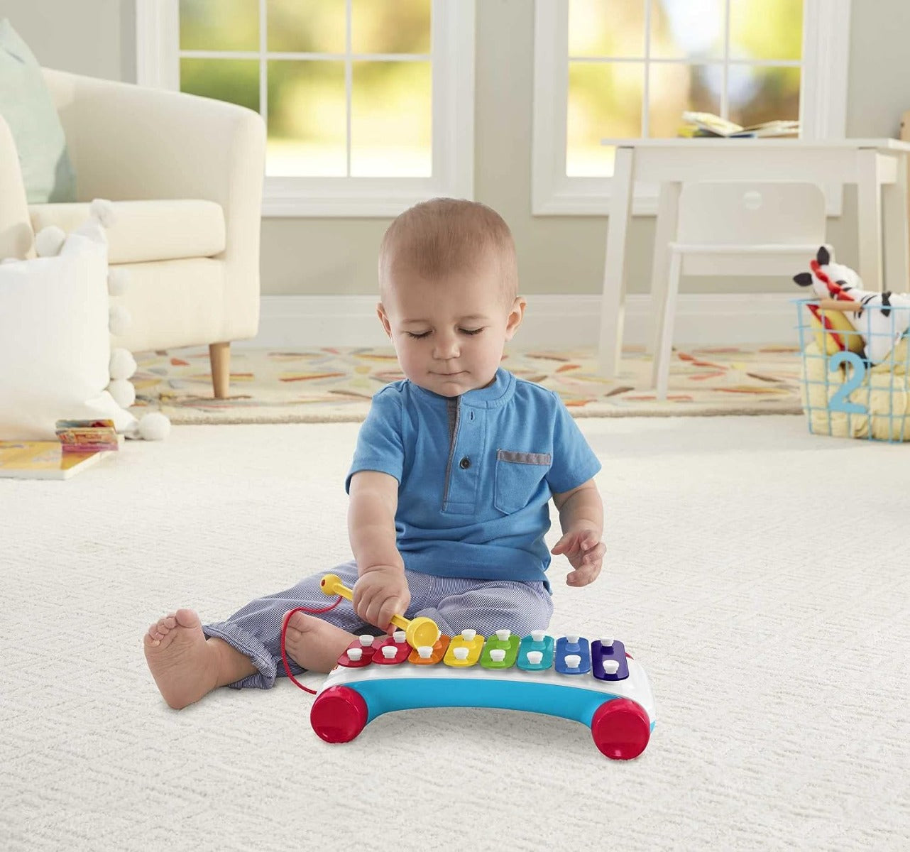 Buy Fisher Price Classic Xylophone Musical Instrument with Mallet and Rolling Wheels | Yallatoys.com