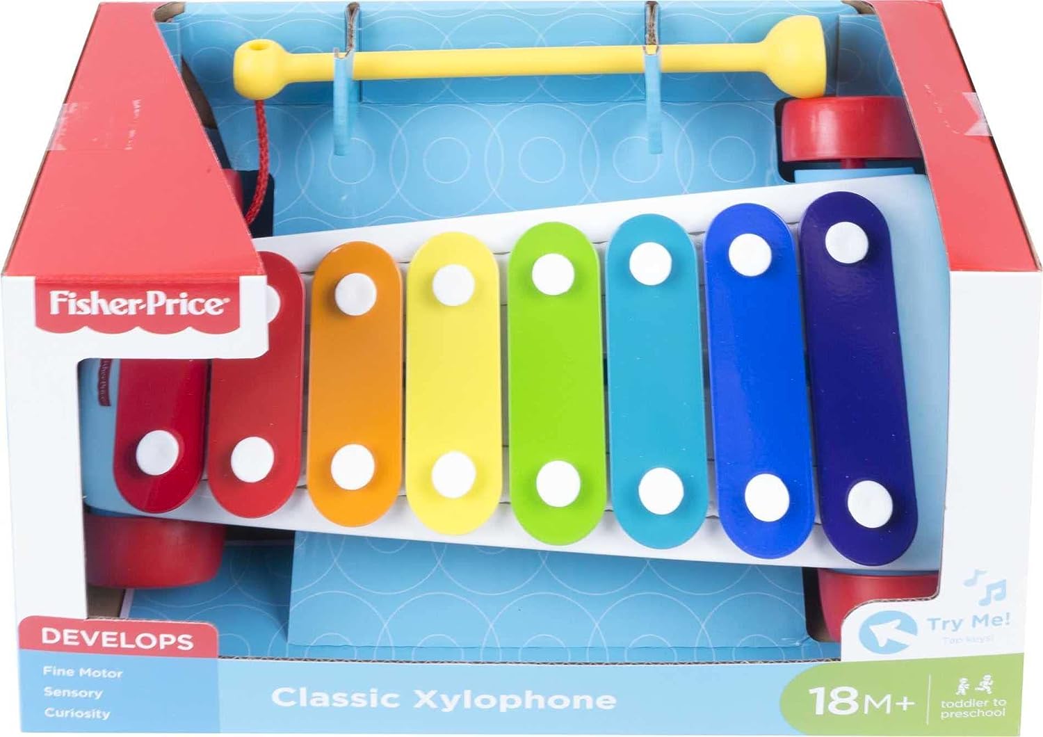 Buy Fisher Price Classic Xylophone Musical Instrument with Mallet and Rolling Wheels | Yallatoys.com