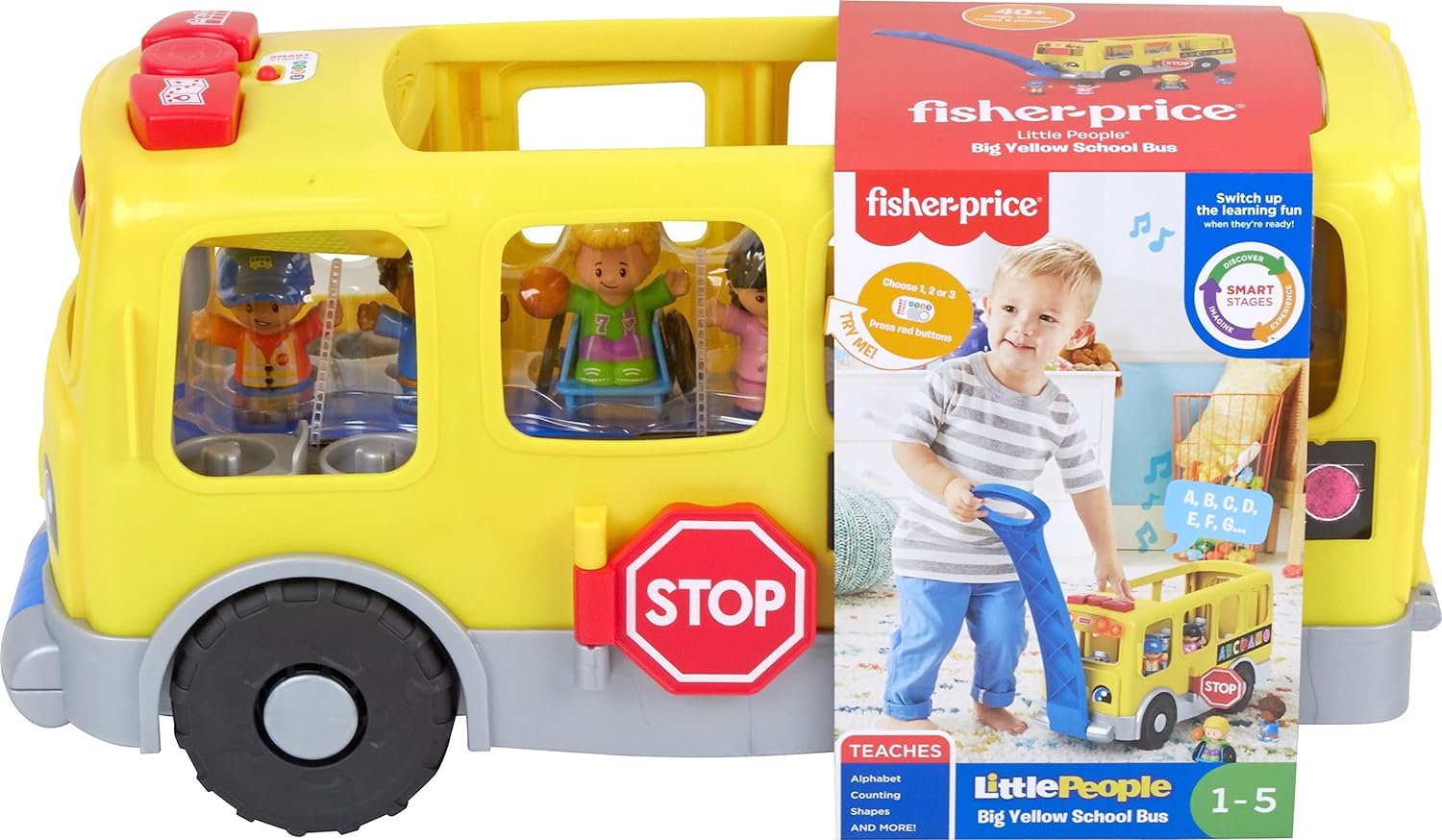 Buy Fisher Price Little People Big Yellow Bus Musical Push and Pull | Yallatoys.com