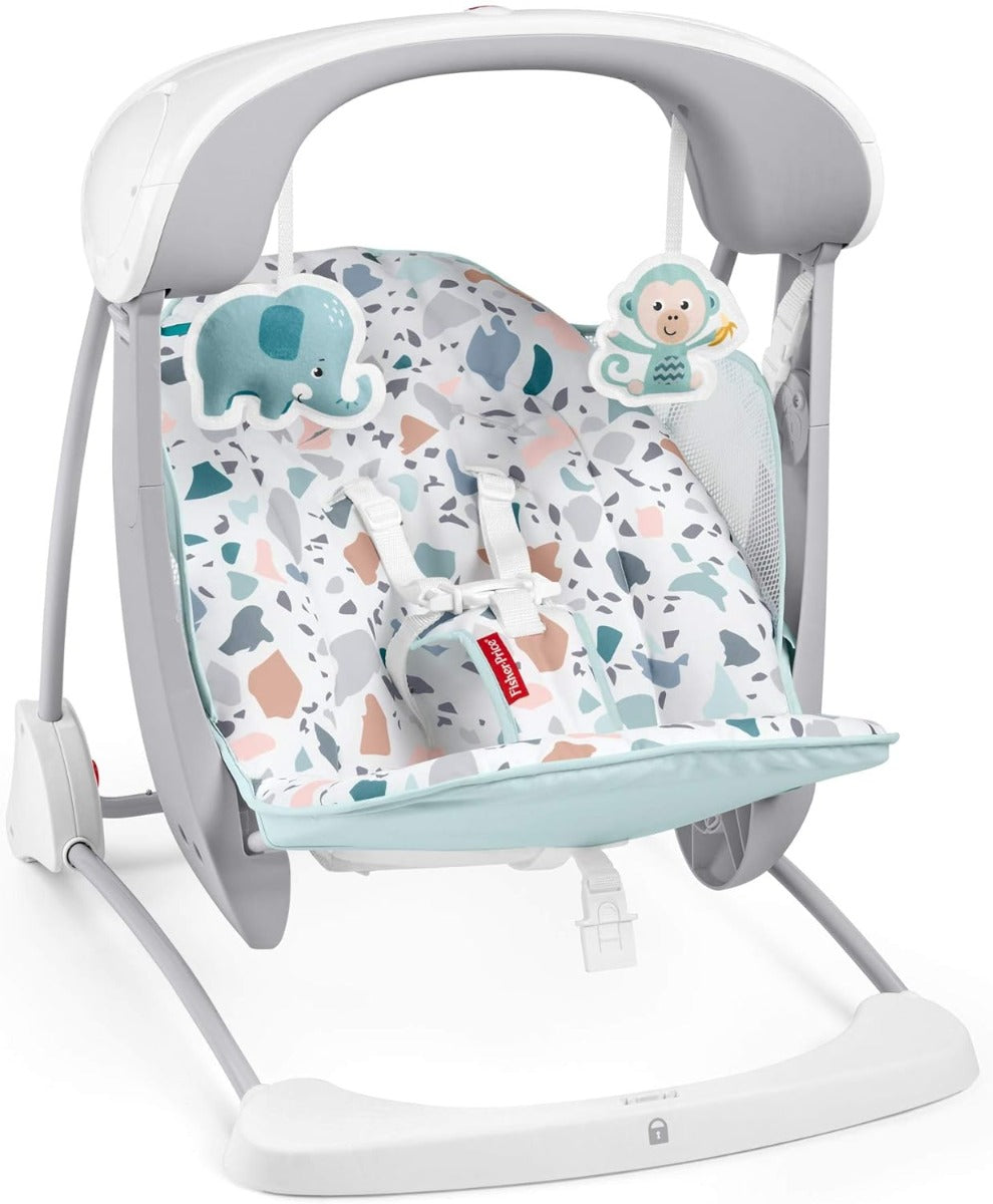 Fisher Price Deluxe Take Along Swing Pacific Pebble Portable Swing and Stationary Chair Fisherprice Yallatoys