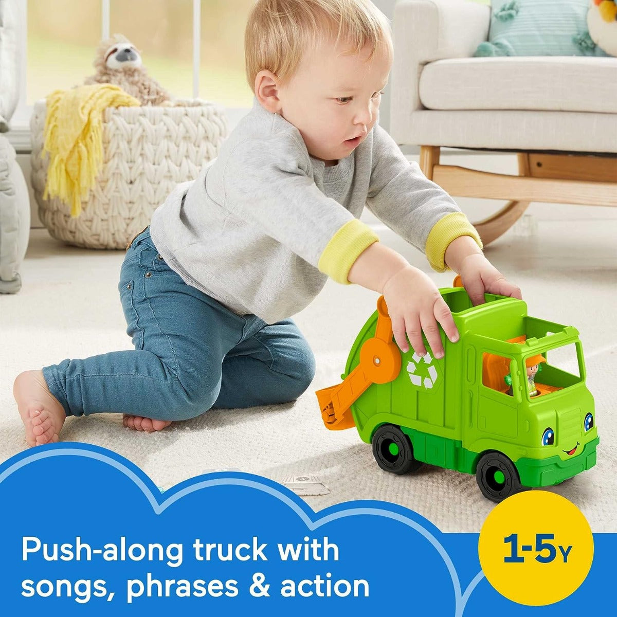Buy Fisher Price Little People Musical Recycling Truck Garbage Vehicle with Figure | Yallatoys.com