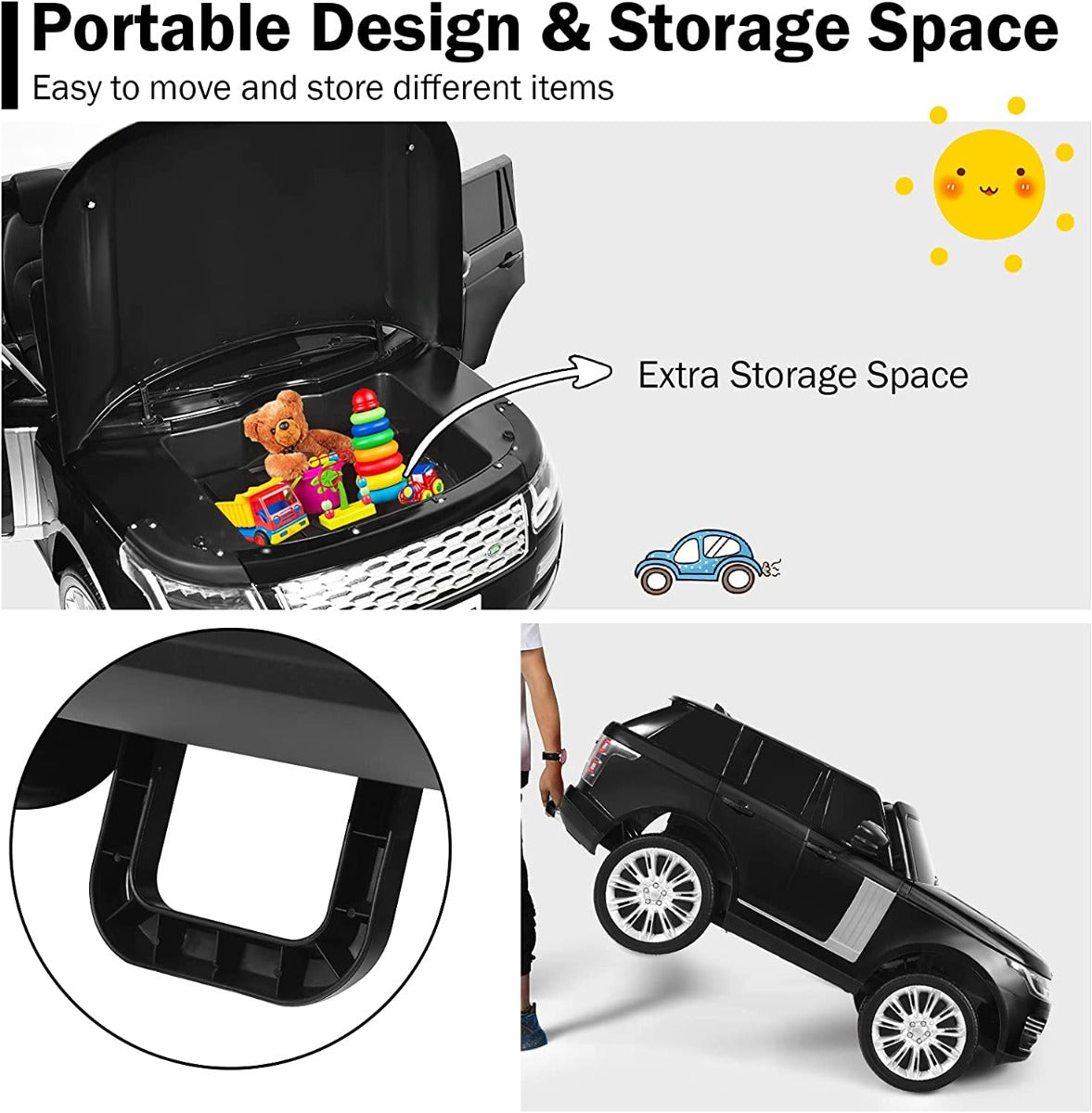 Buy Range Rover Remote Control 12V Battery Operated Ride On Car Black | Yallatoys.com