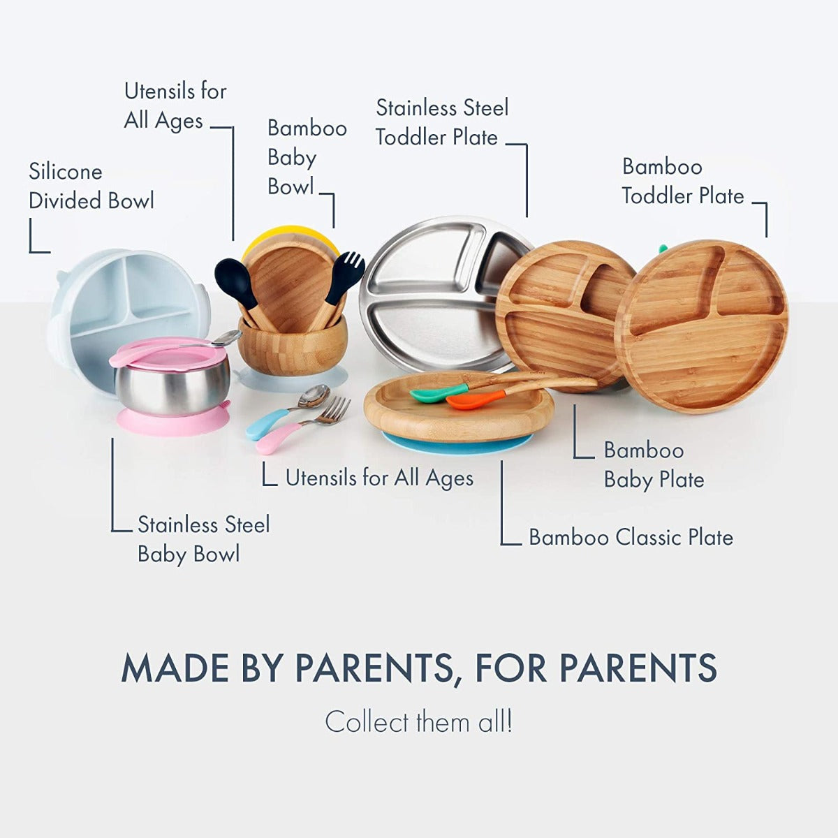 Avanchy Baby Bamboo Stay Put Suction Bowl + Spoon Gn Avanchy Yallatoys