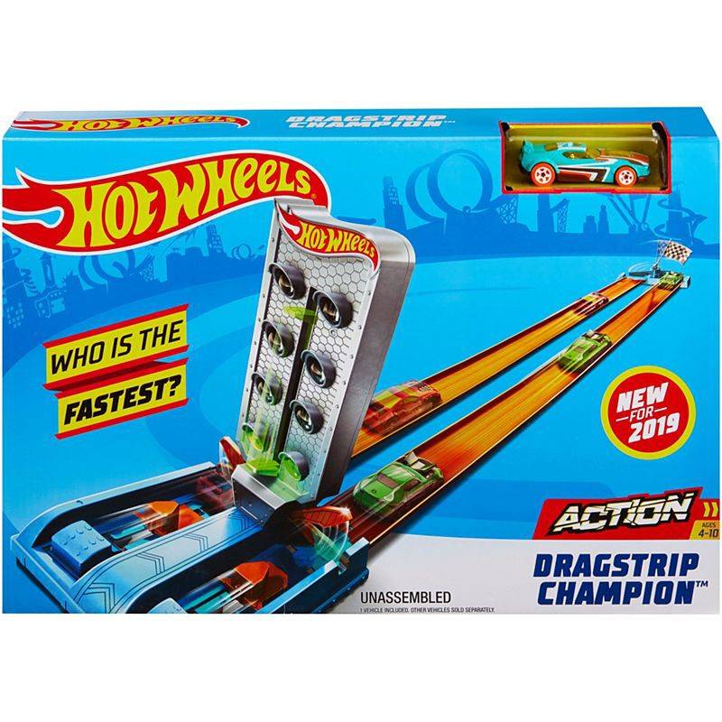 Buy Hot Wheels Action Drag Strip Championship Lane Track Set with 1 Car | Yallatoys.com