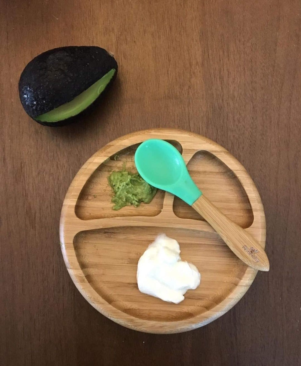 Avanchy Bamboo Suction Classic Plate + Spoon Gn Avanchy Yallatoys