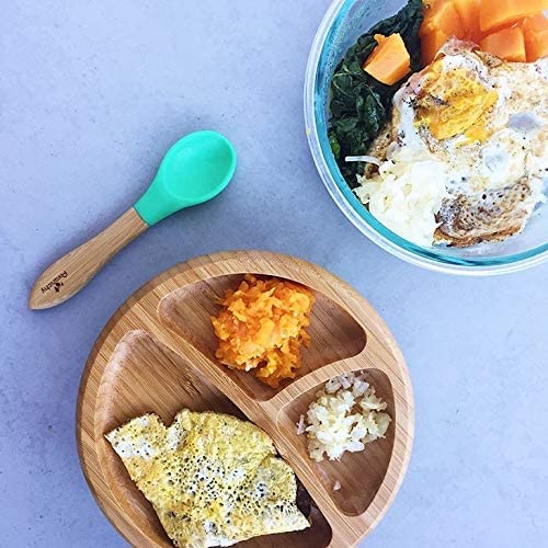 Avanchy Bamboo Suction Classic Plate + Spoon Gn Avanchy Yallatoys