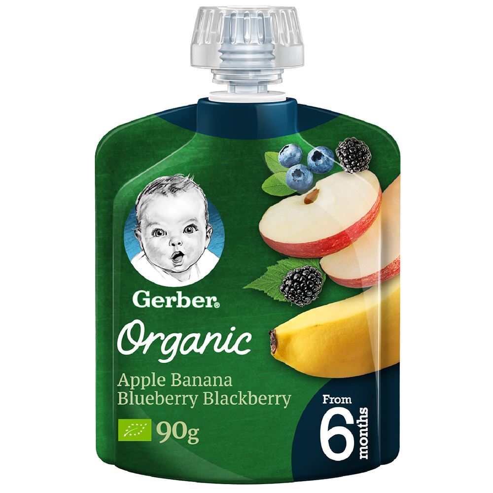 Gerber Organic Apple Banana Blueberry Blackberry 90gm Gerber Yallatoys
