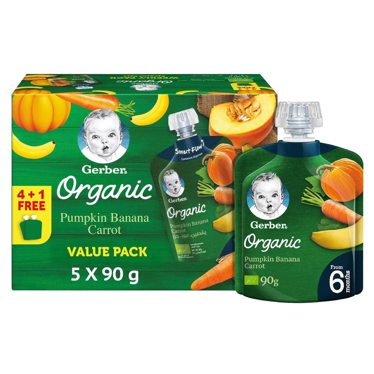 Gerber Organic Pumpkin Banana Carrot 5x90gm Gerber Yallatoys