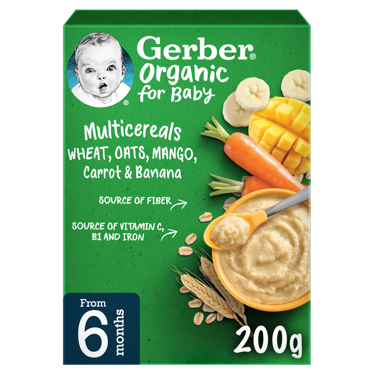 Gerber Organic Multi Cereals Mango Carrot & Banana 200gm Gerber Yallatoys