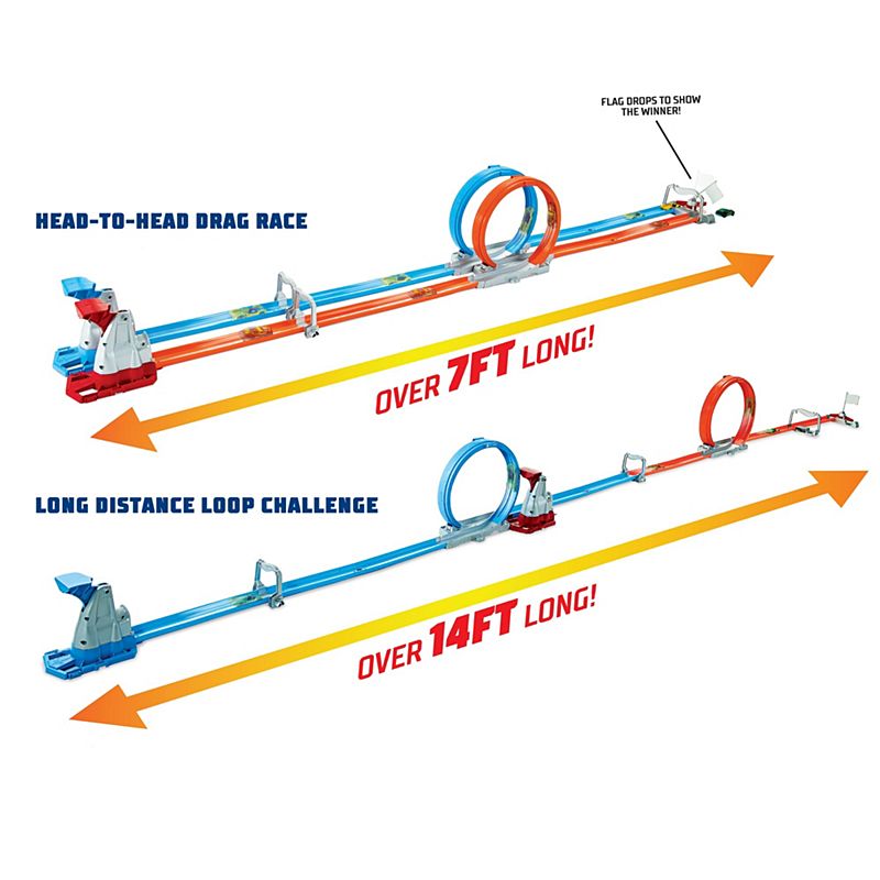 Buy Hot Wheels Double Loop Dash Drag Racing with 2 Vehicles Playset | Yallatoys.com