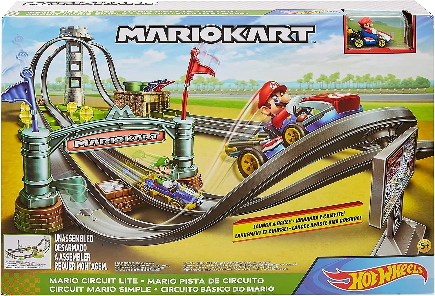 Buy Hot Wheels Mario Kart Circuit Lite Track Set with 1 Car | Yallatoys.com