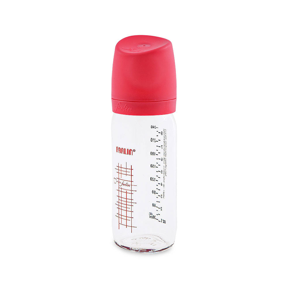 Farlin  Wide Neck Glass Bottle 240Ml Flora Pink Farlin Yallatoys