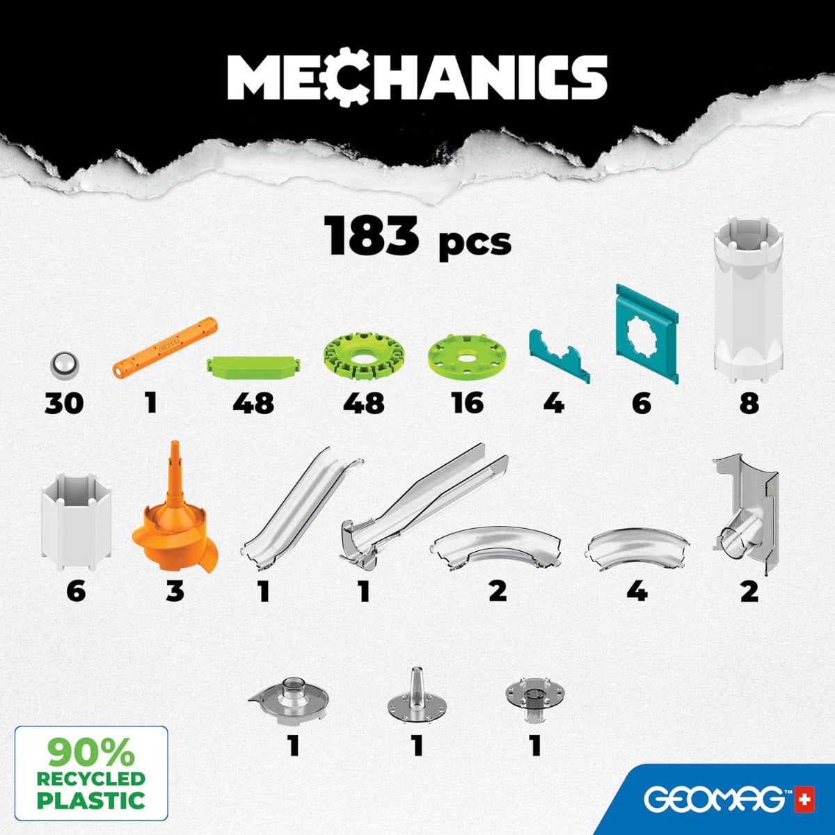 Buy Geomag Mechanics Gravity Recycled Vertical Motor 183 pcs | Yallatoys.com