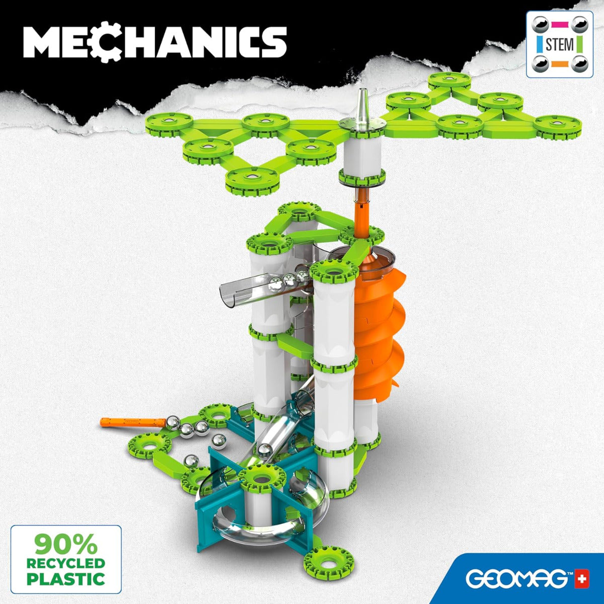 Buy Geomag Mechanics Gravity Recycled Vertical Motor 183 pcs | Yallatoys.com
