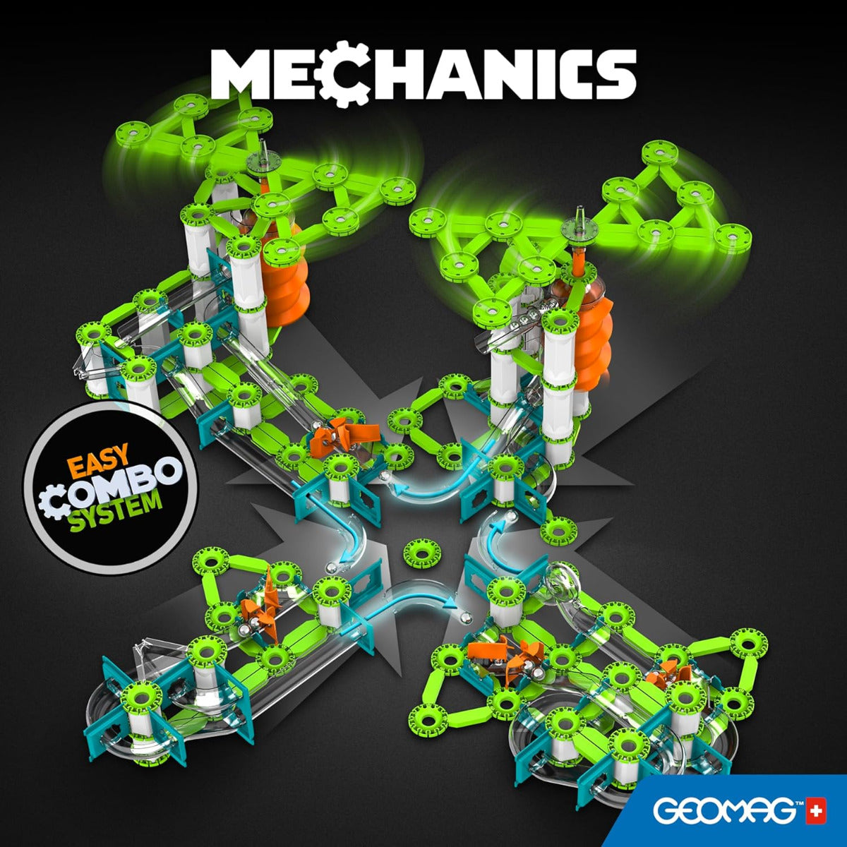 Buy Geomag Mechanics Gravity Recycled Vertical Motor 183 pcs | Yallatoys.com