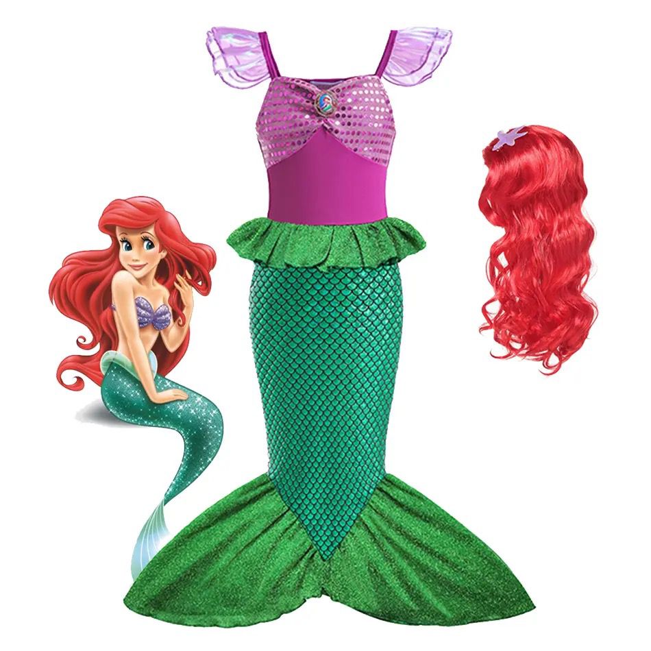 Buy Little Girls Green Mermaid Costume Full Set | Yallatoys.com