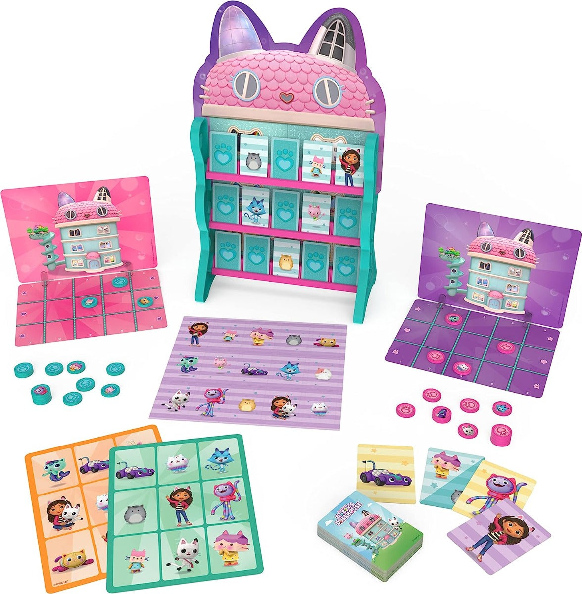 Buy Gabbys Dollhouse Games HeadQuatres Checkers Tic Tac Toe Memory Match Go Fish Bingo Cards Board Games | Yallatoys.com