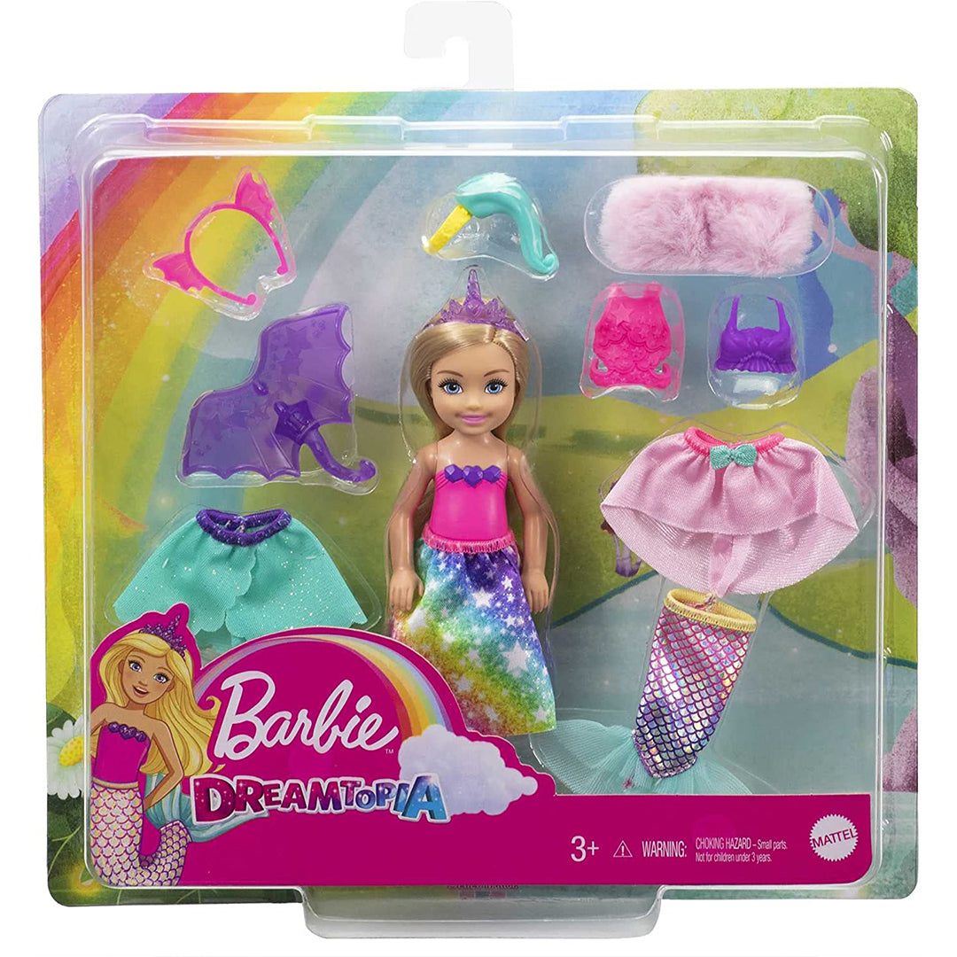 Buy Barbie Dreamtopia Chelsea Mermaid Doll Dress Set with 12 Fashionable Pieces | Yallatoys.com