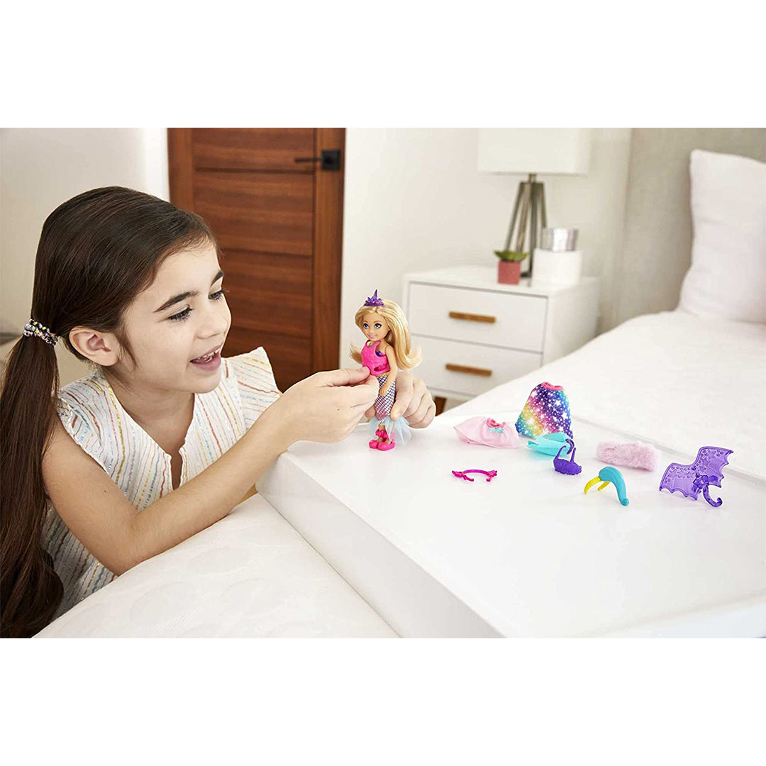Buy Barbie Dreamtopia Chelsea Mermaid Doll Dress Set with 12 Fashionable Pieces | Yallatoys.com