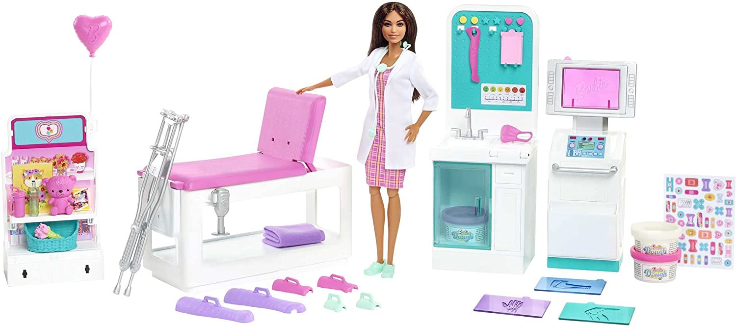 Buy Barbie Fast Cast Clinic Playset with 12inch Brunette Doctor Doll | Yallatoys.com