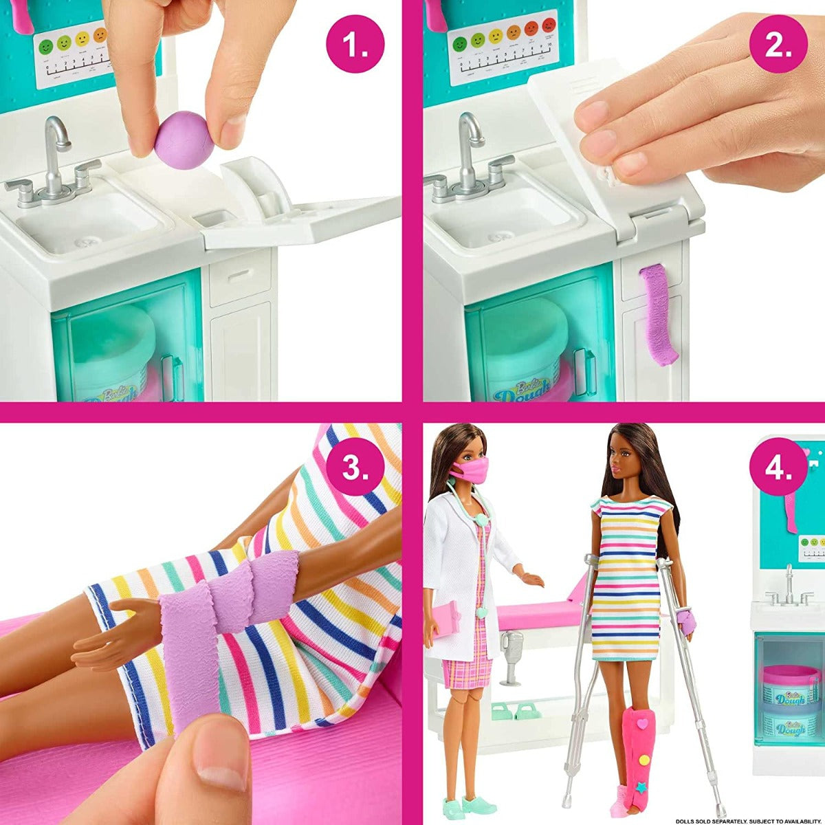Buy Barbie Fast Cast Clinic Playset with 12inch Brunette Doctor Doll | Yallatoys.com