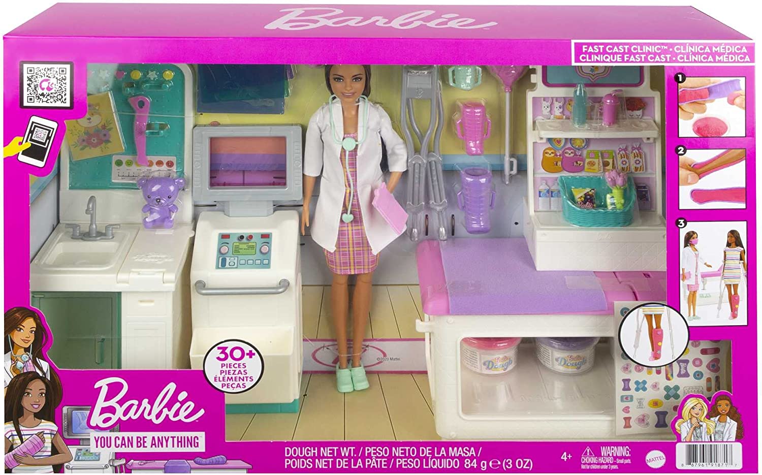Buy Barbie Fast Cast Clinic Playset with 12inch Brunette Doctor Doll | Yallatoys.com