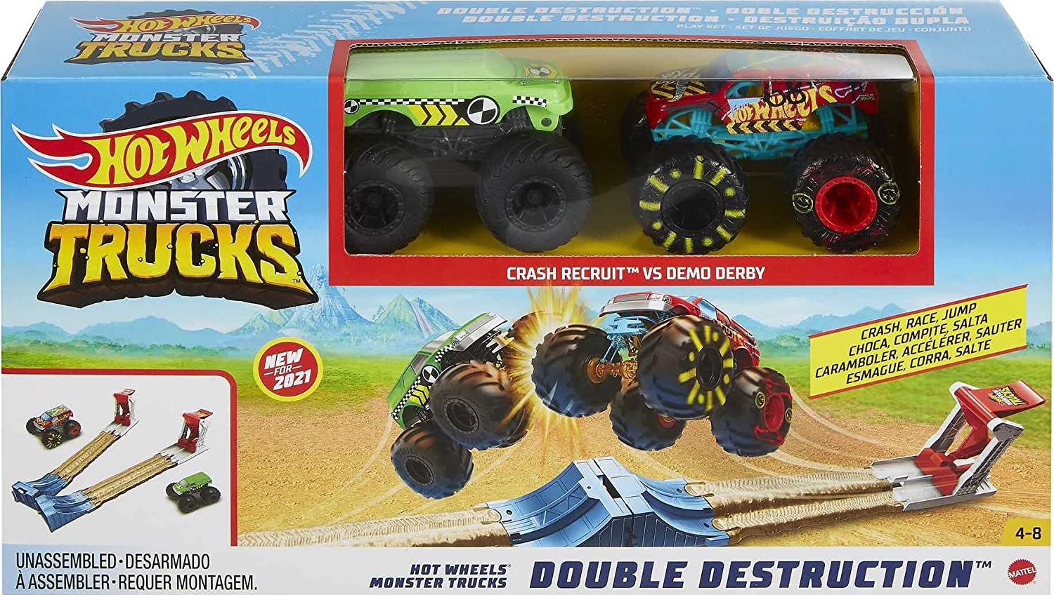 Buy Hot Wheels Monster Trucks Double Destruction 3 in 1 Play Set | Yallatoys.com