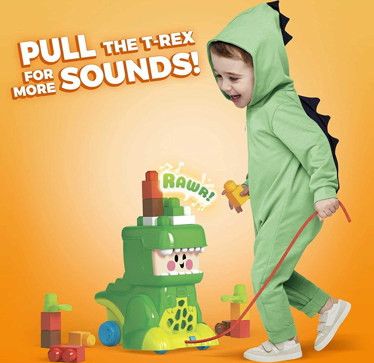 Buy Mattel Mega Blocks Jammy Stackers Roll & T-Rex | Yallatoys.com