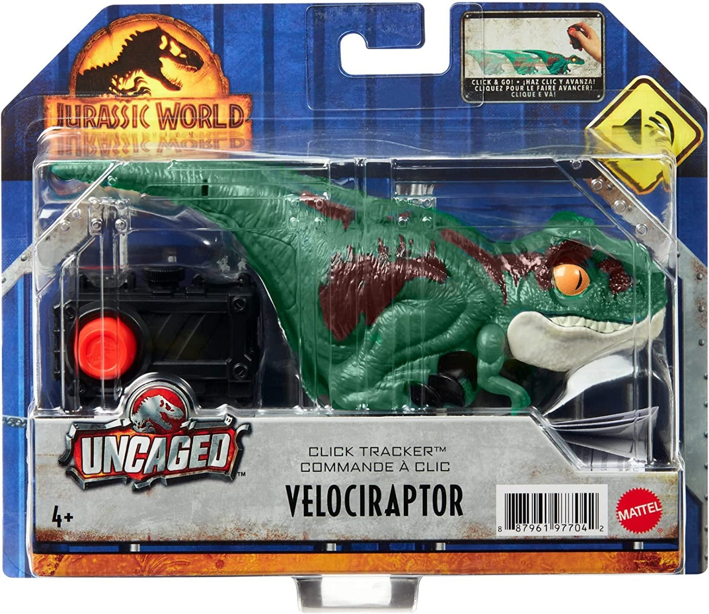 Buy Jurassic World Dominion Uncaged Click Tracker Velociraptor Green Dinosaur | Yallatoys.com