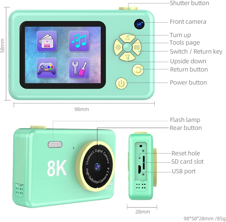 Buy My Cam Children 8K Digital Camera Green | Yallatoys.com